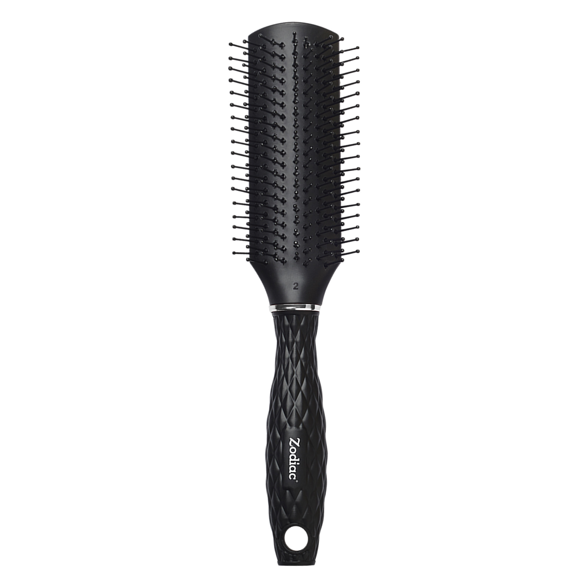 Zodiac Diamond Flat Hair Brush Black